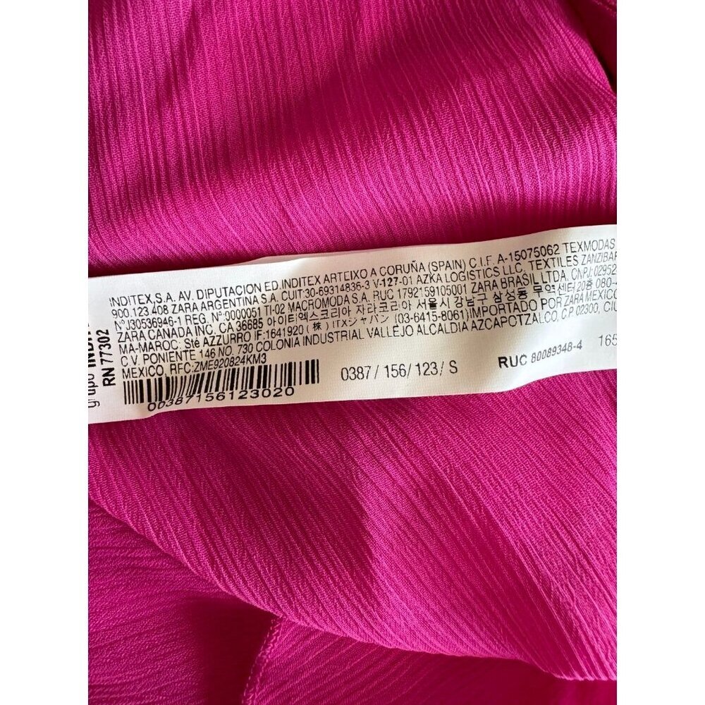 NWT Zara Magenta Pink Ruffled Midi Slip Dress Women Size Small - Picture 8 of 10